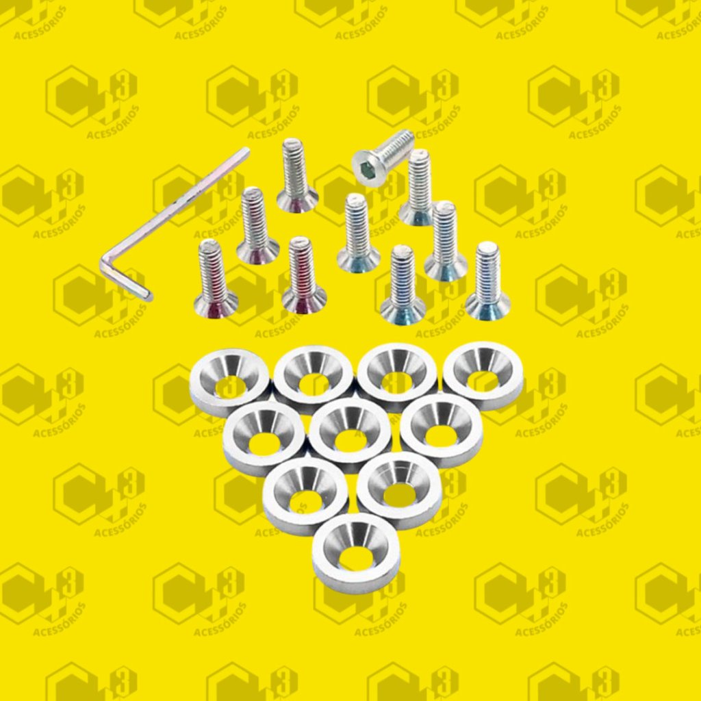 PARAFUSO ARRUELA ANODIZADA M6 TUNING CARRO/MOTO PACK C/10 PRATA - SM0635