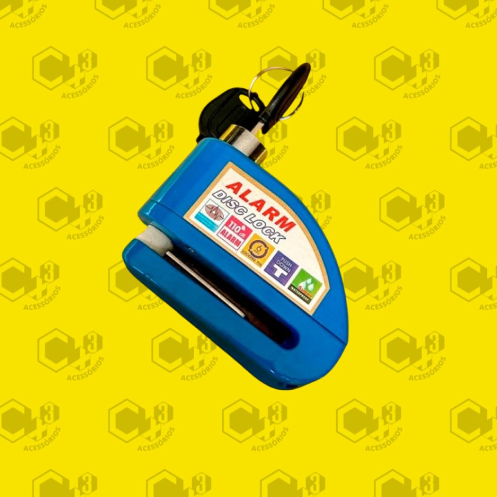 TRAVA DISCO DE FREIO COM ALARME AZUL - SM0346