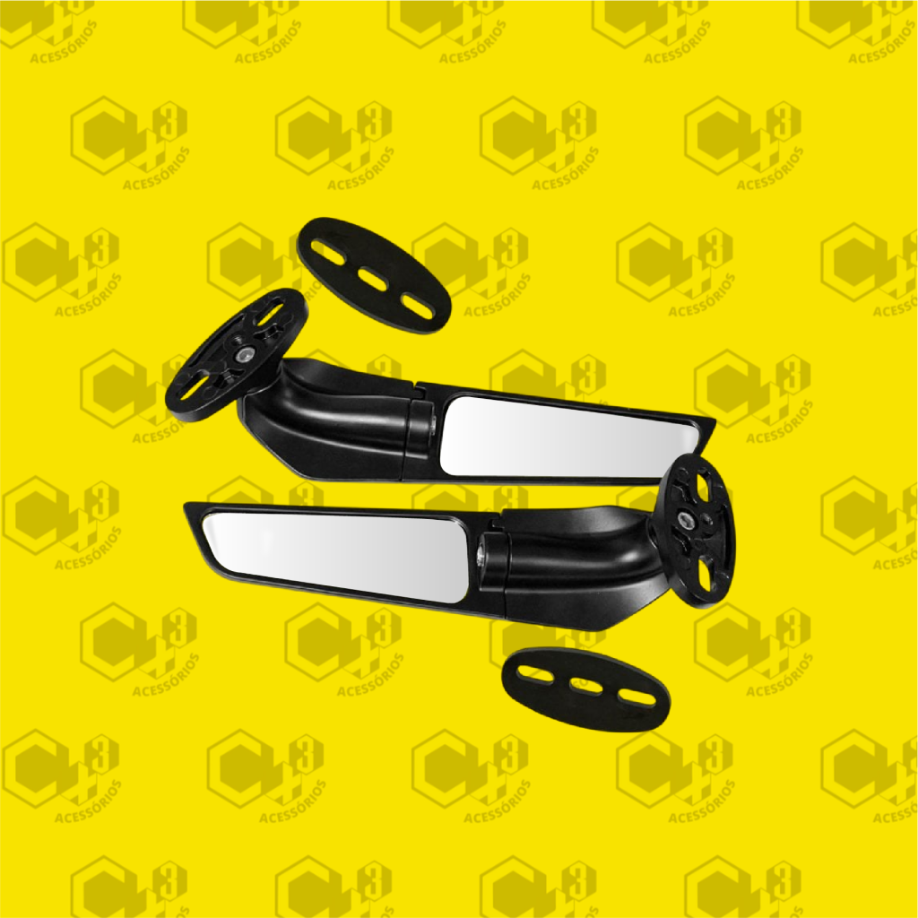 RETROVISOR AIRFOIL 108MM PRETO - CARENADAS - SM0039