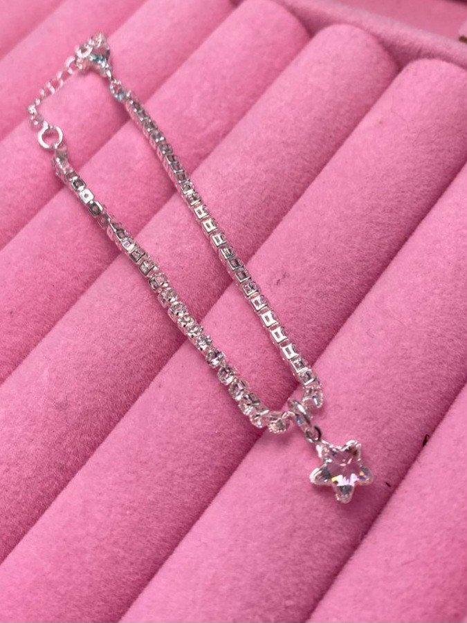 Pulseira brilho com estrela Folheada Prata