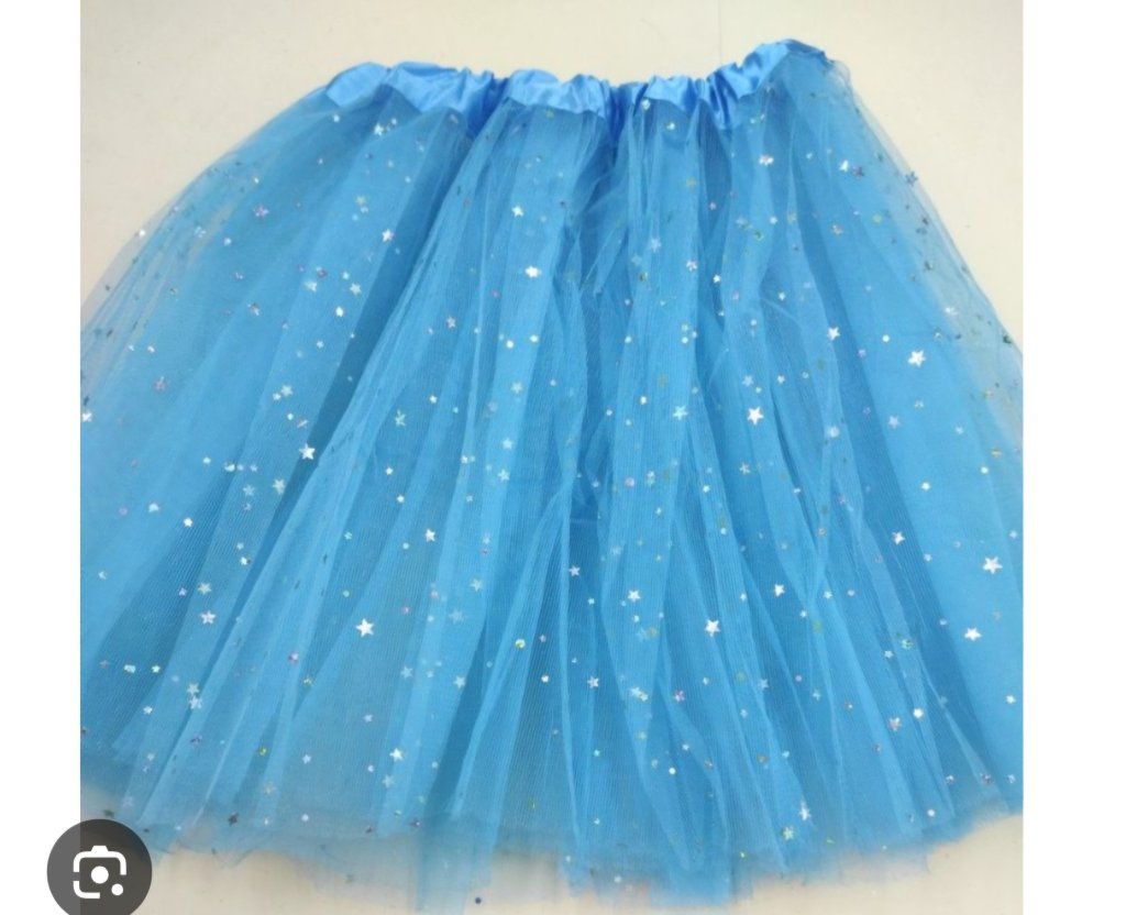 Saia de Tule Azul com brilho e estrela 40cm