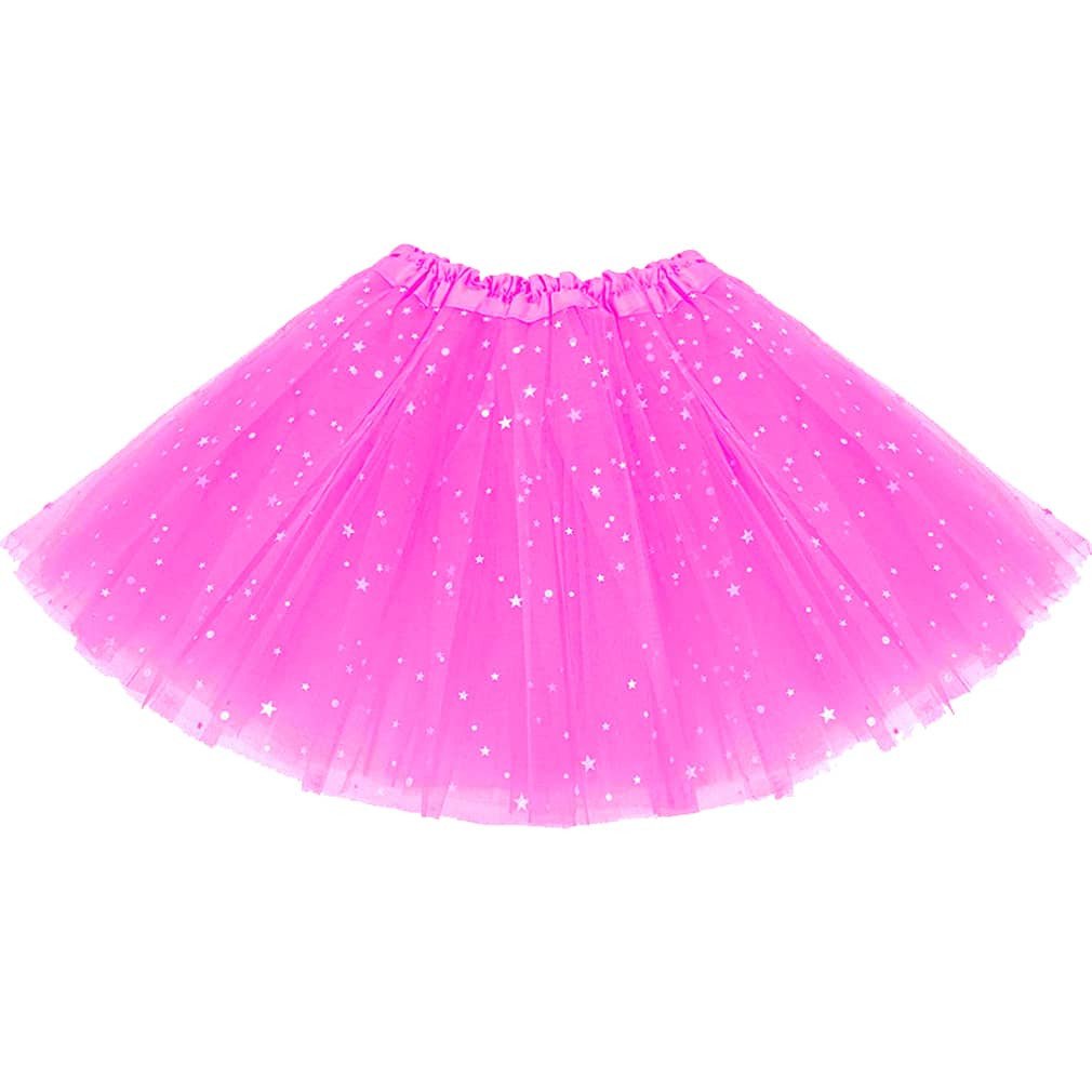 Saia De Tule Rosa com brilho e estrela 40cm