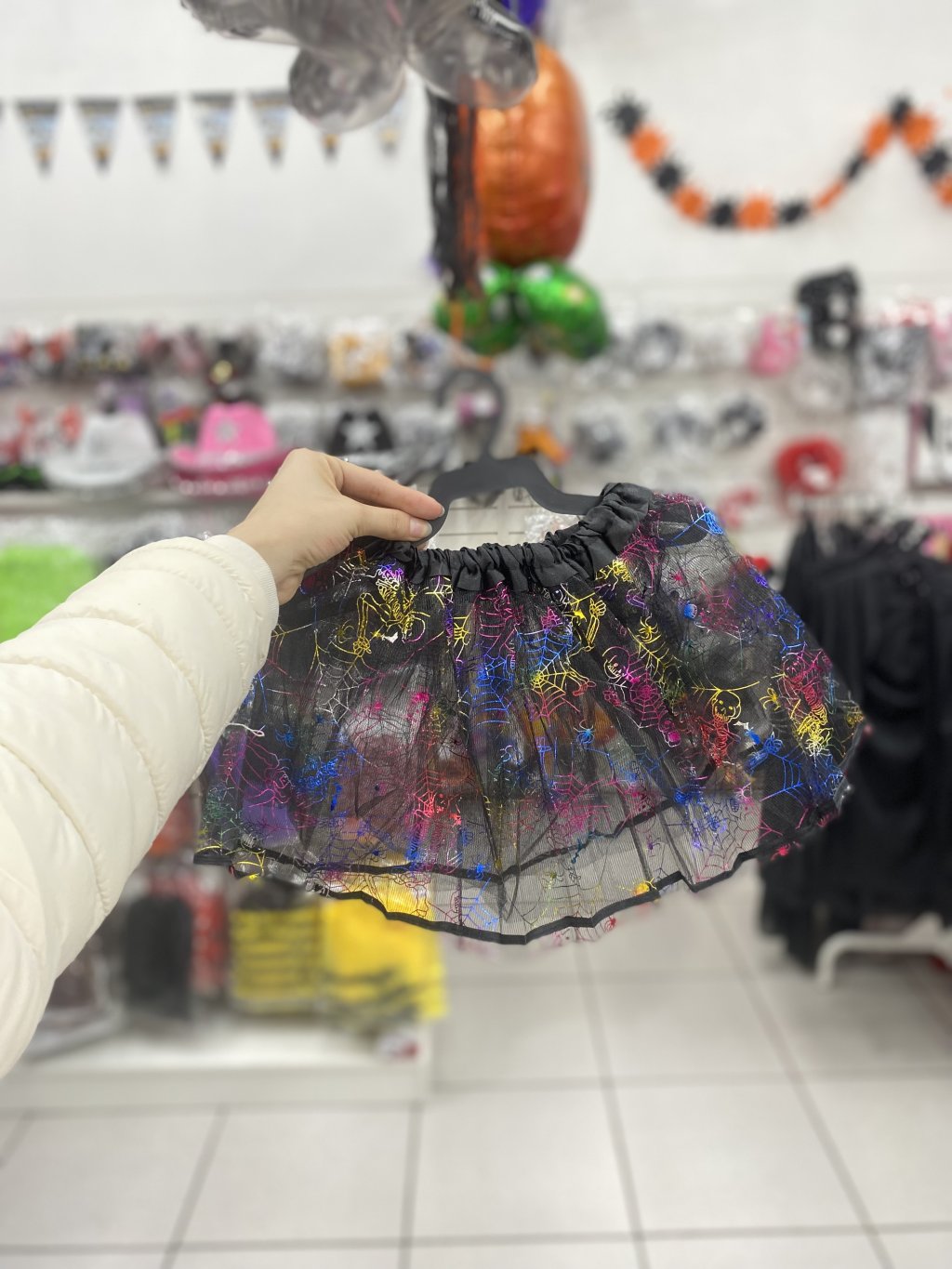 Saia de tule 30CM Com teias brilhosas colorida