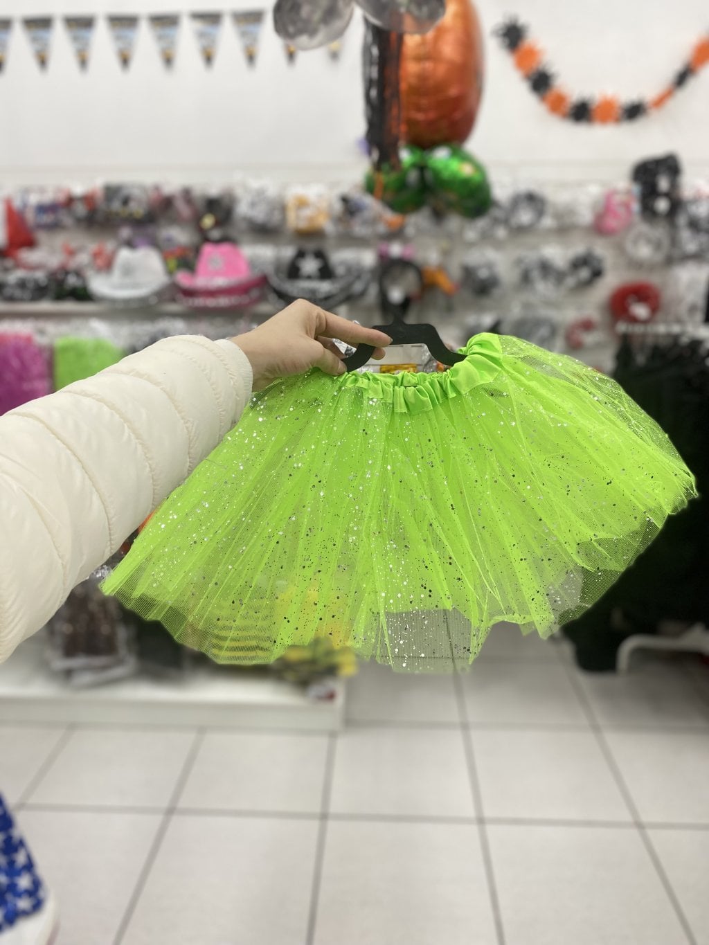 Saia de tule verde com brilho 30cm