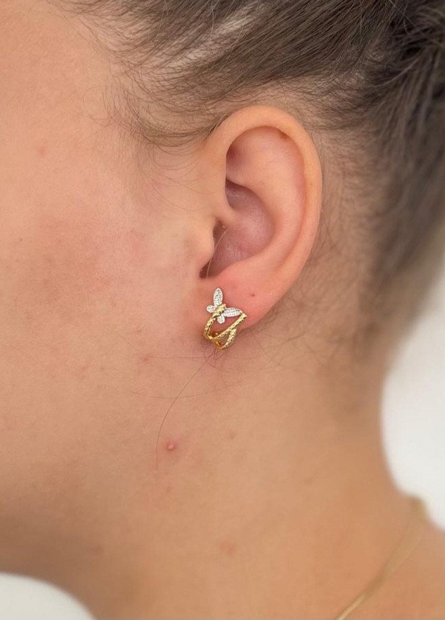 Brinco  Argola Borboleta Cravejada 