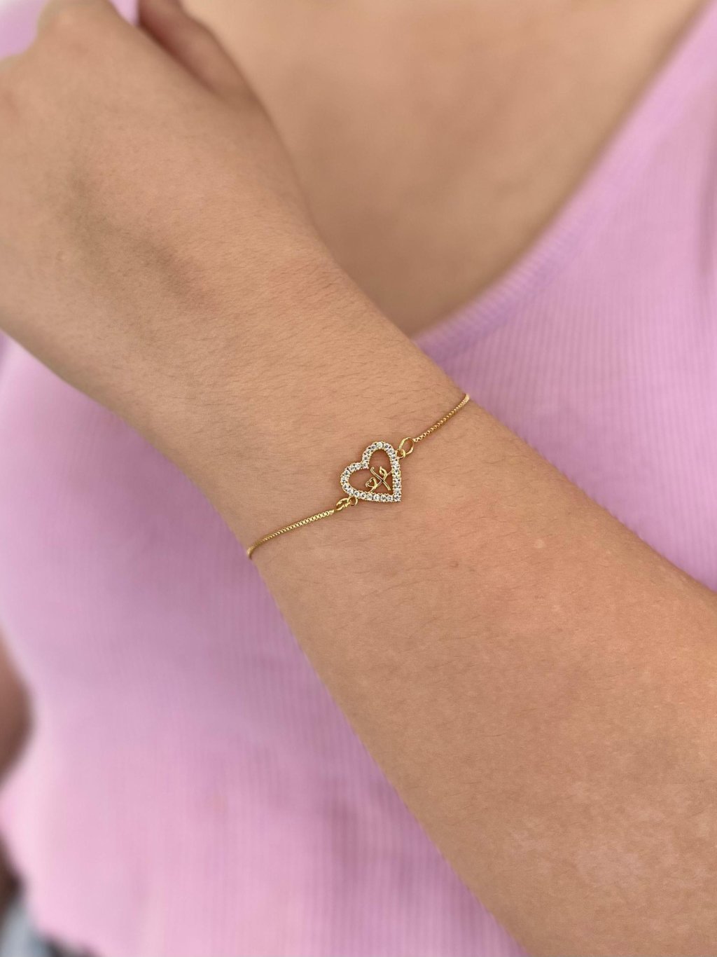 Pulseira Coração Cravejado 