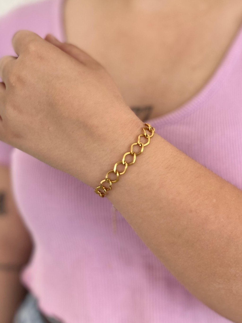 Pulseiras Elos Entrelaçados Dourado 
