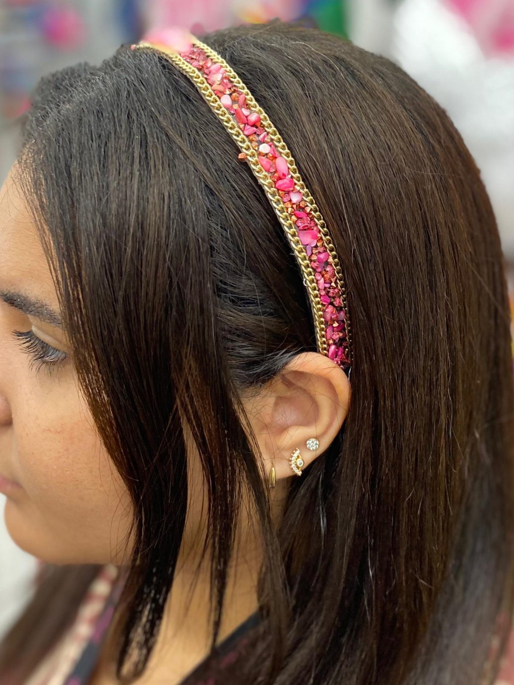 Tiara Vermelha de pedrinha 