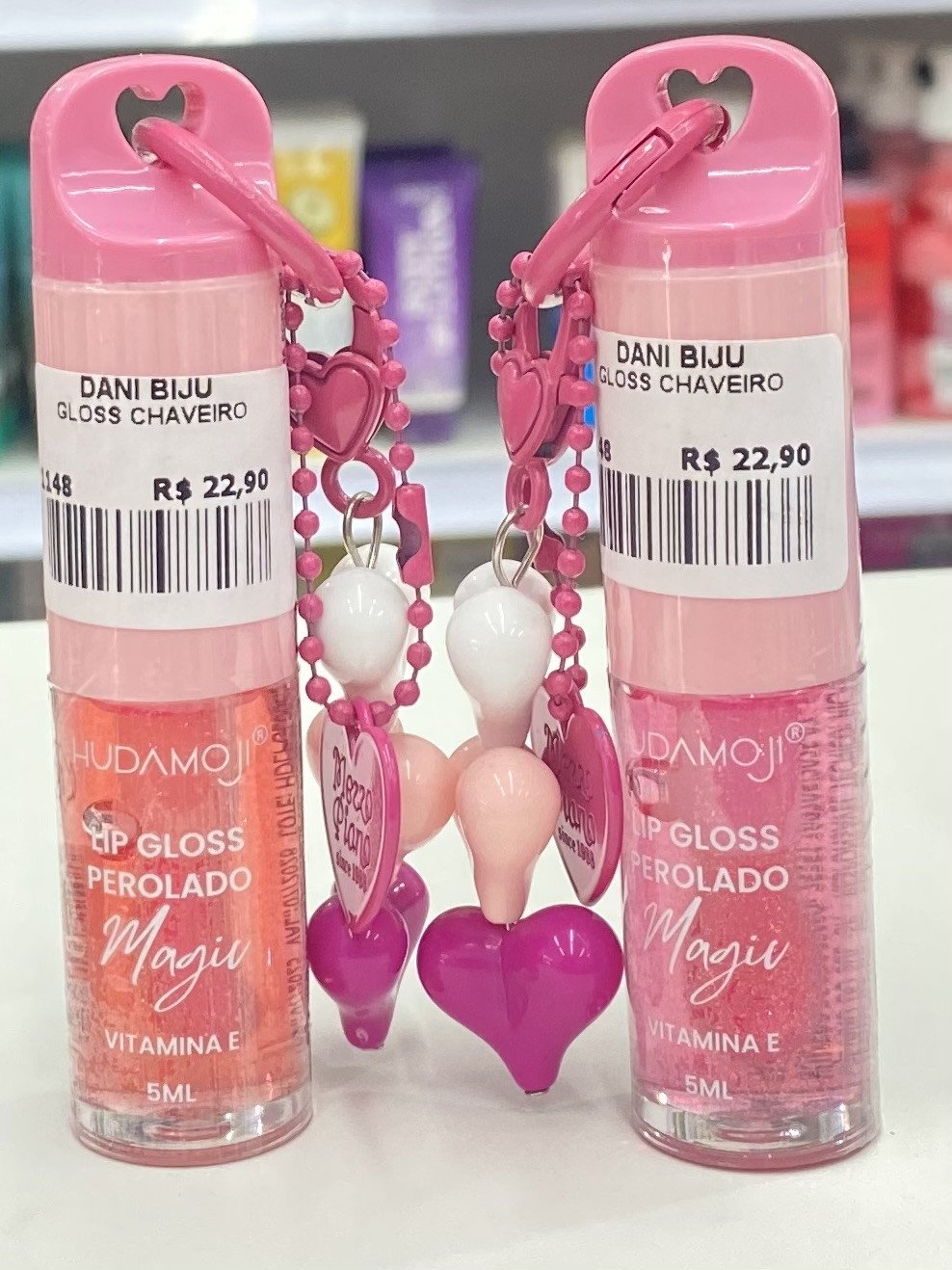Gloss chaveiro coração 