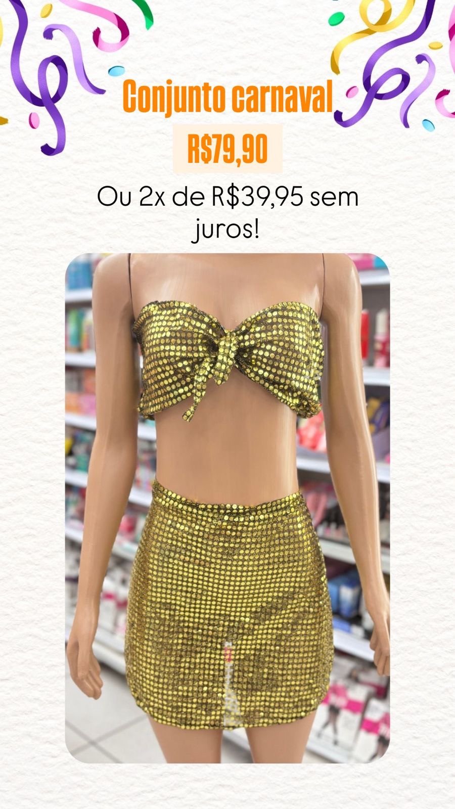 Conjunto carnaval dourado 