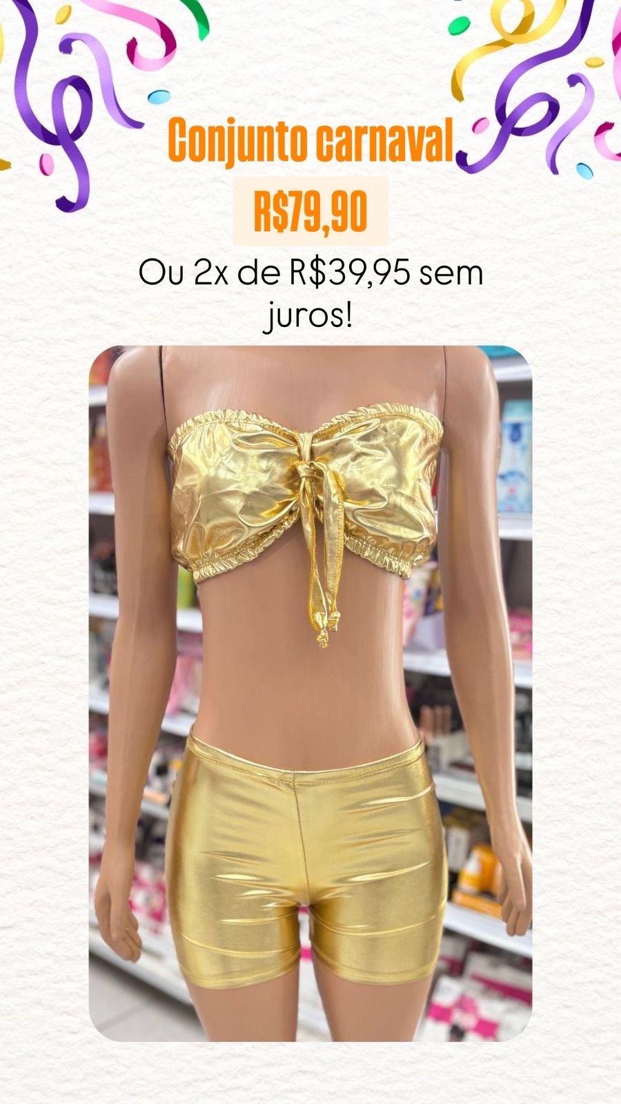 Conjunto carnaval dourado liso