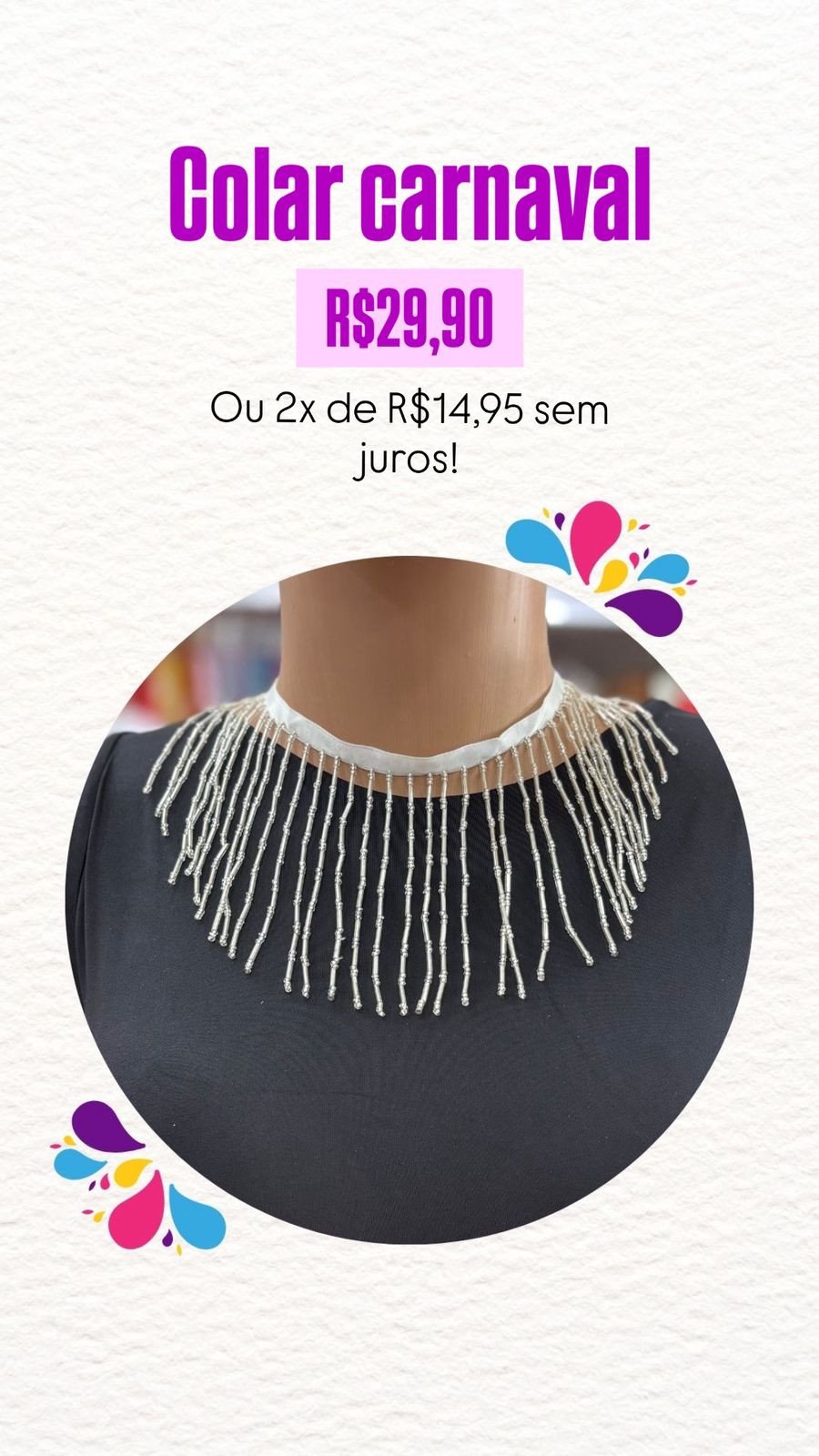 Colar carnaval premium Prata