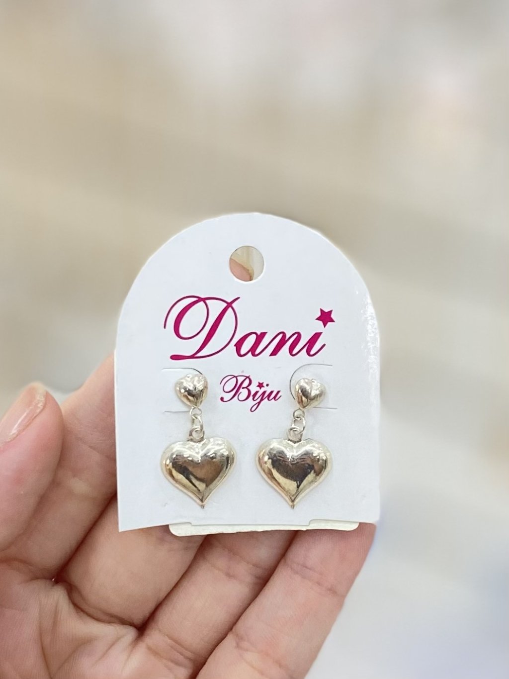 Brinco de coração pingente Prata