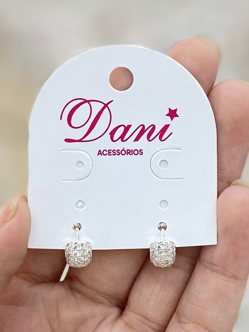 Argola pequena cravejada prata