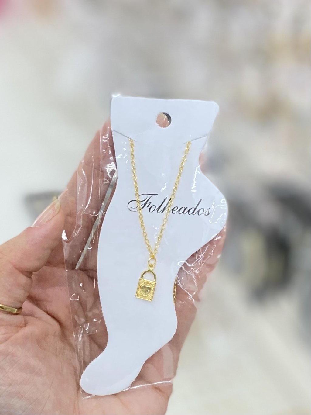 Tornozeleira Folheada com pingente de cadeado