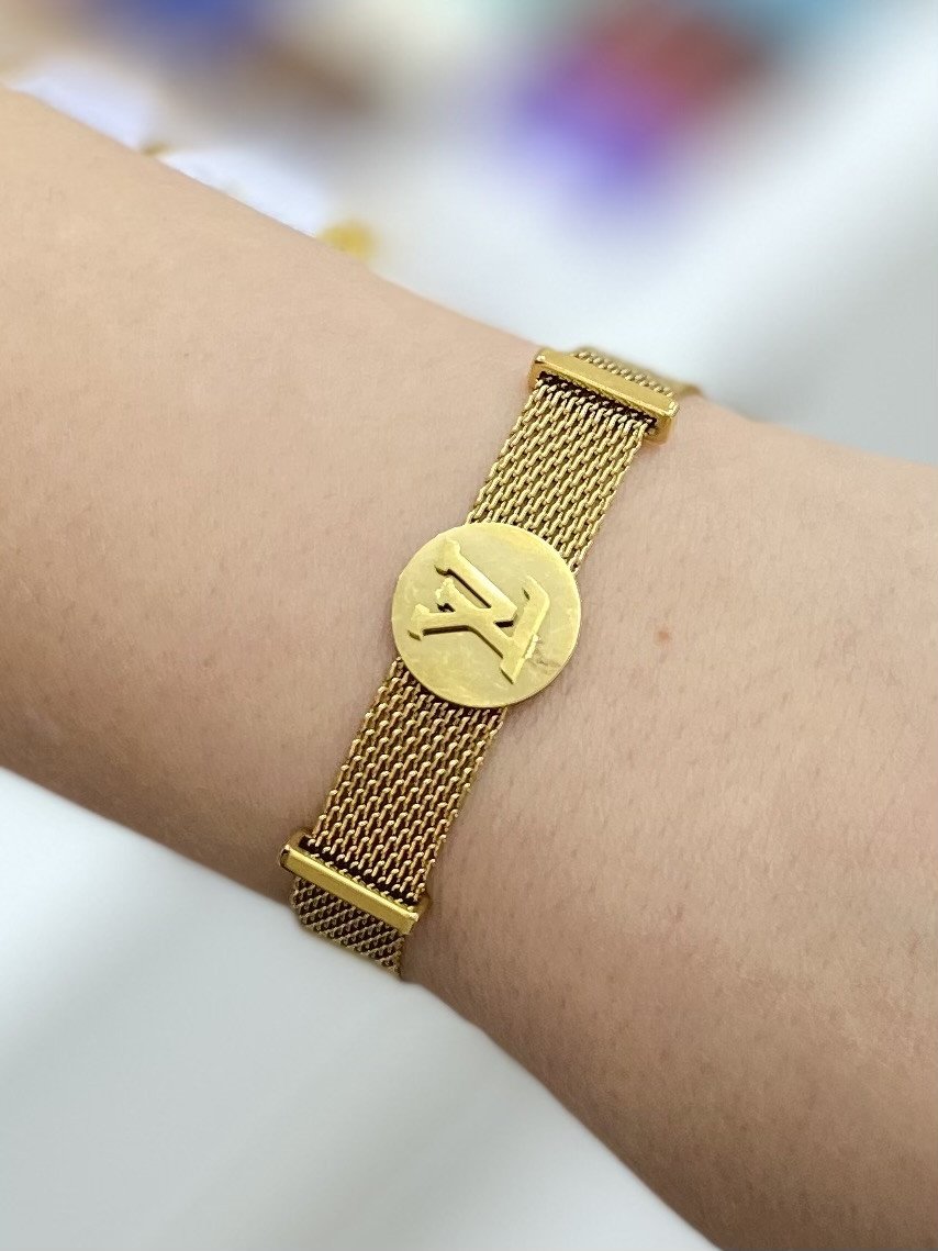 Pulseira lv lisa aço inoxidável 