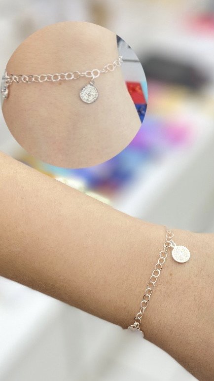 Pulseira prata semi joia 