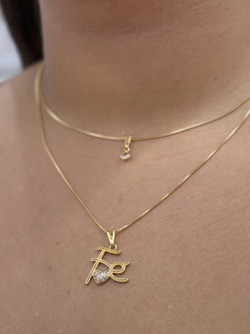 Colar duplo folheado dourado 