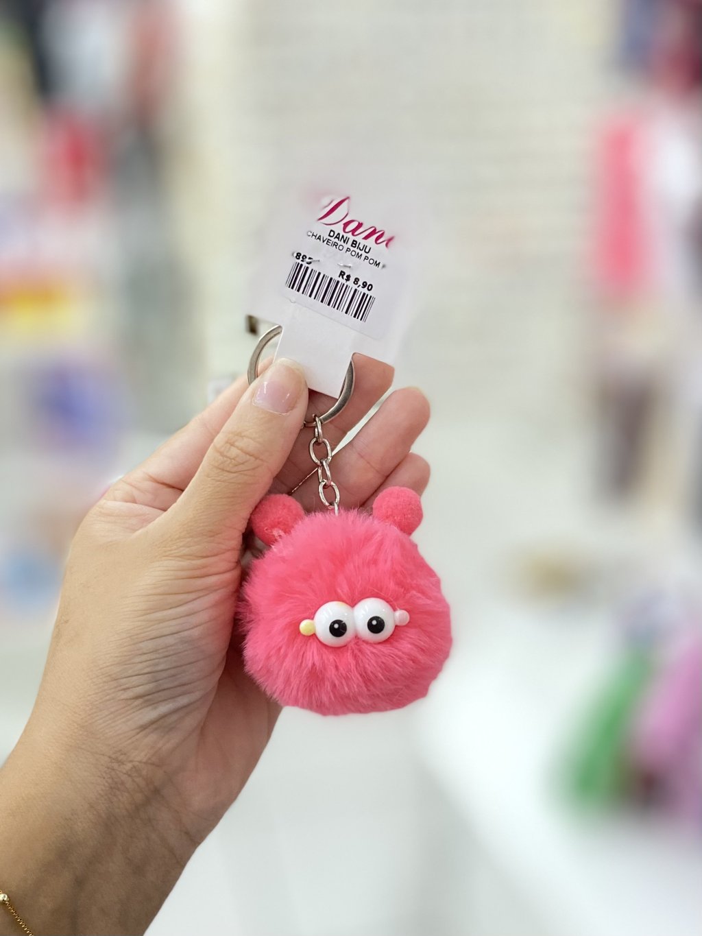 Chaveiro Pompom o rosa pink