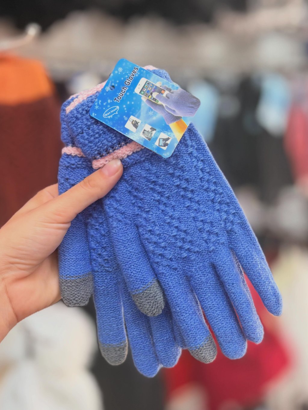 Luva azul com rosa touch adulto 