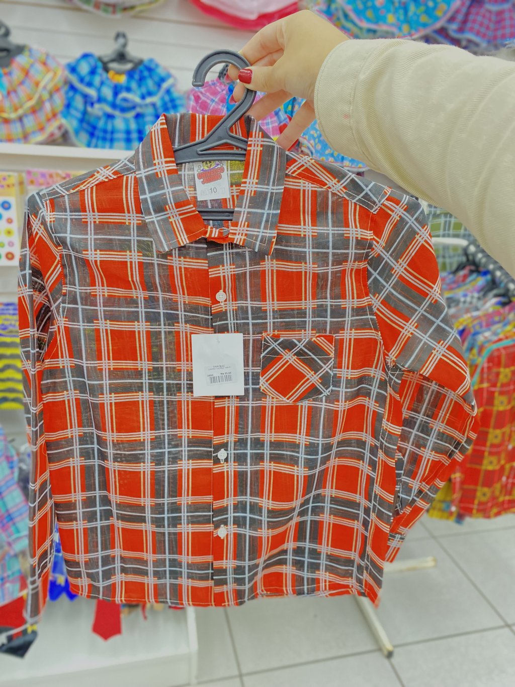 Camisa xadrez vermelha TAM 10