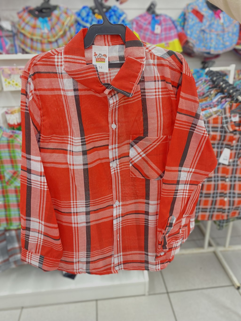 Camisa xadrez vermelha TAM 14