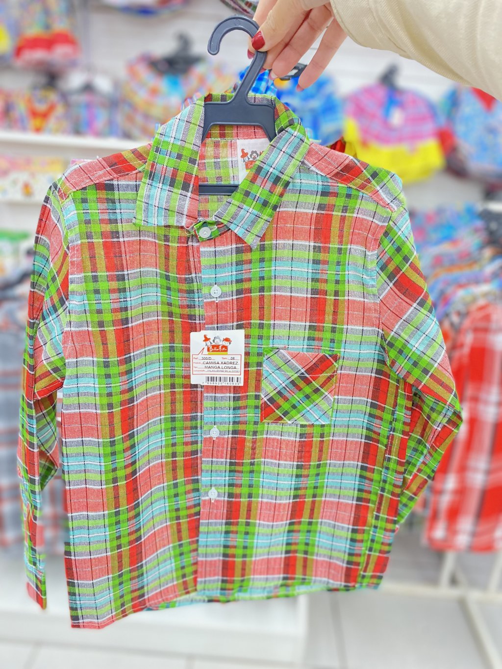 Camisa xadrez verde com vermelho TAM 8