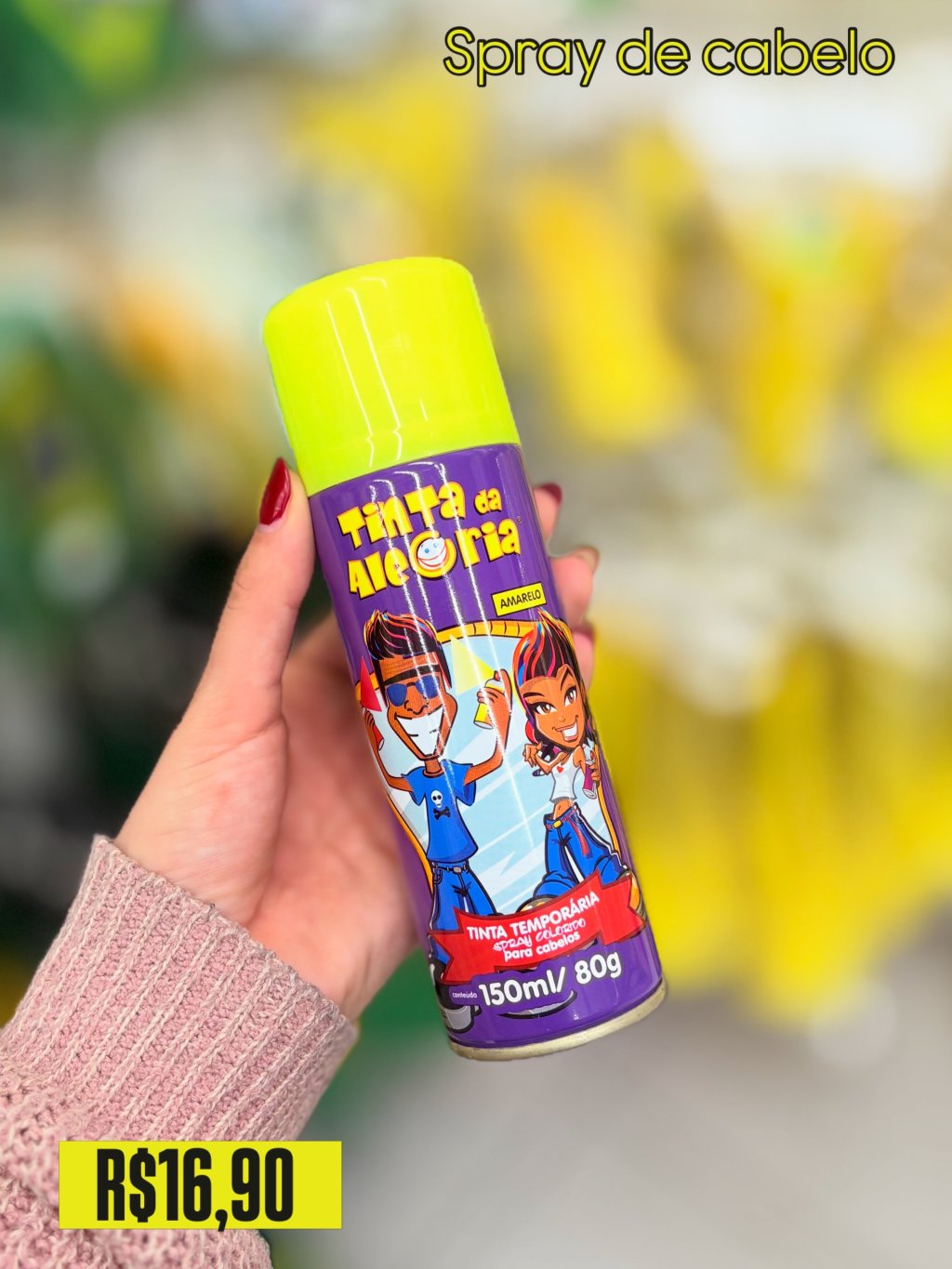Spray amarelo de cabelo