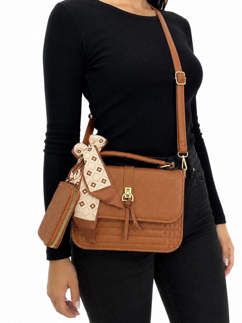 Bolsa c/carteira caramelo 