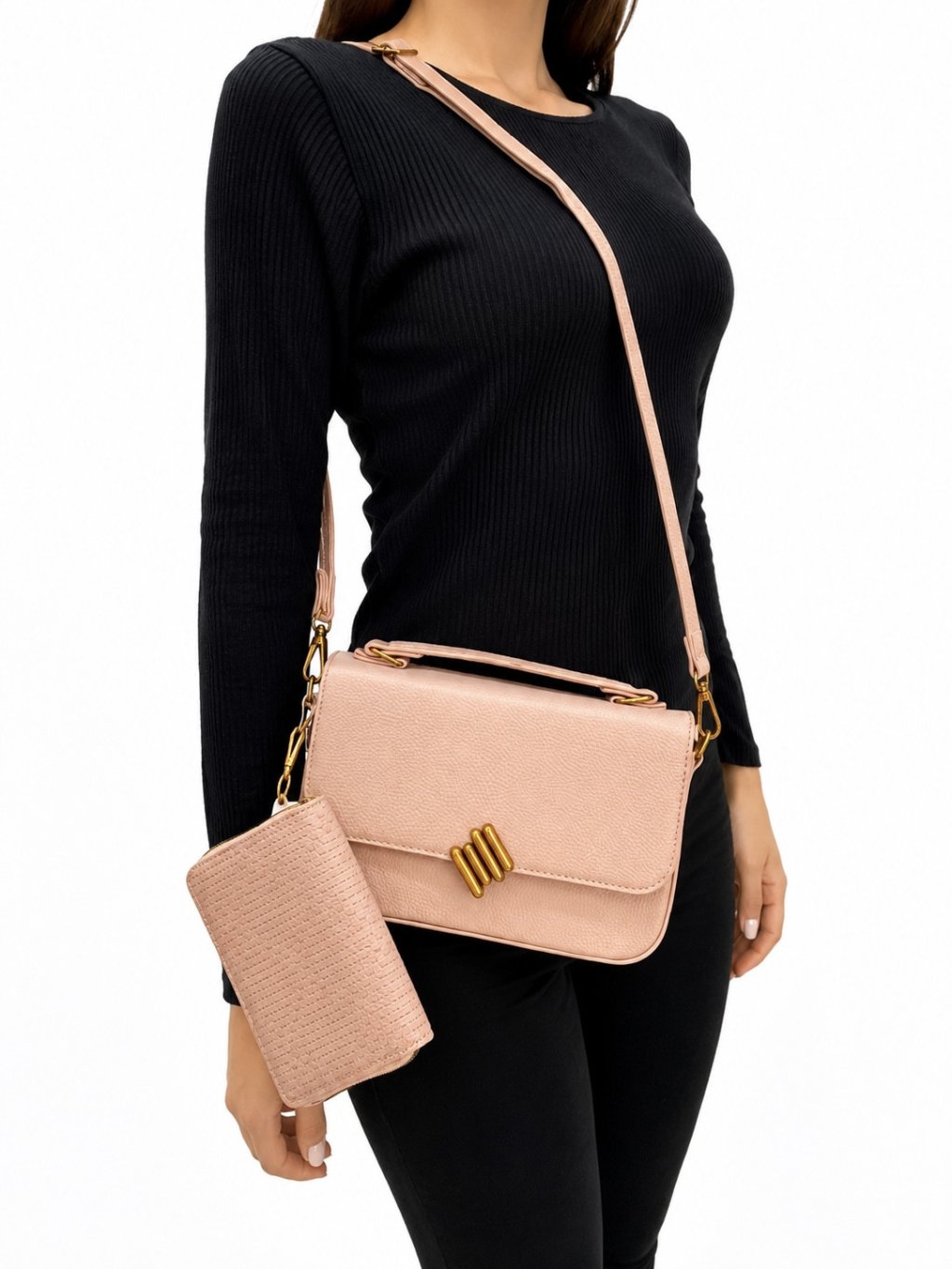 Bolsa c/carteira rosa 