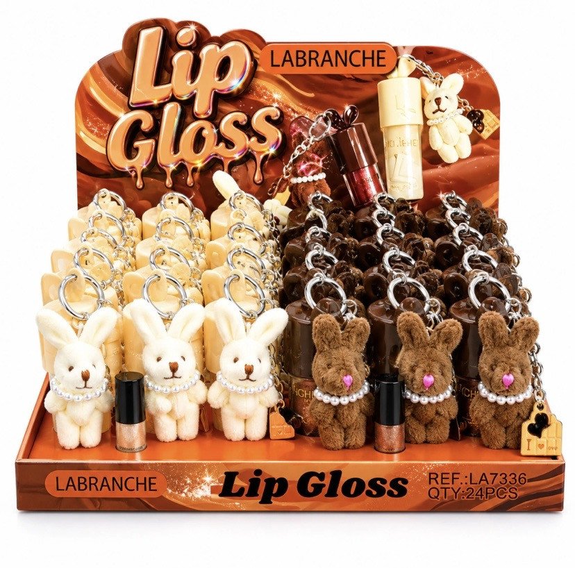 Lip gloss chocolate com chaveiro 