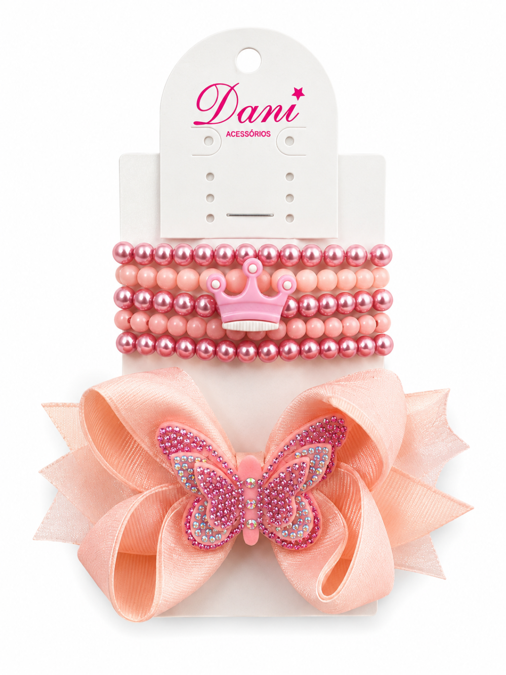 Kit pulseira e top borboleta rosa
