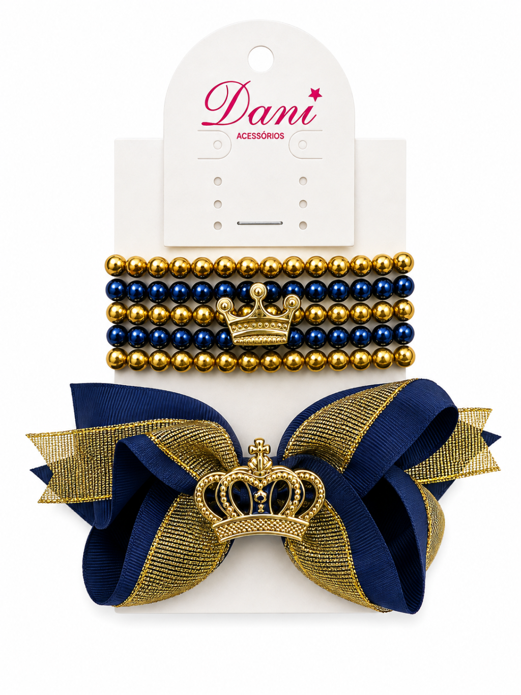 Kit pulseira e top princesa azul com dourado 