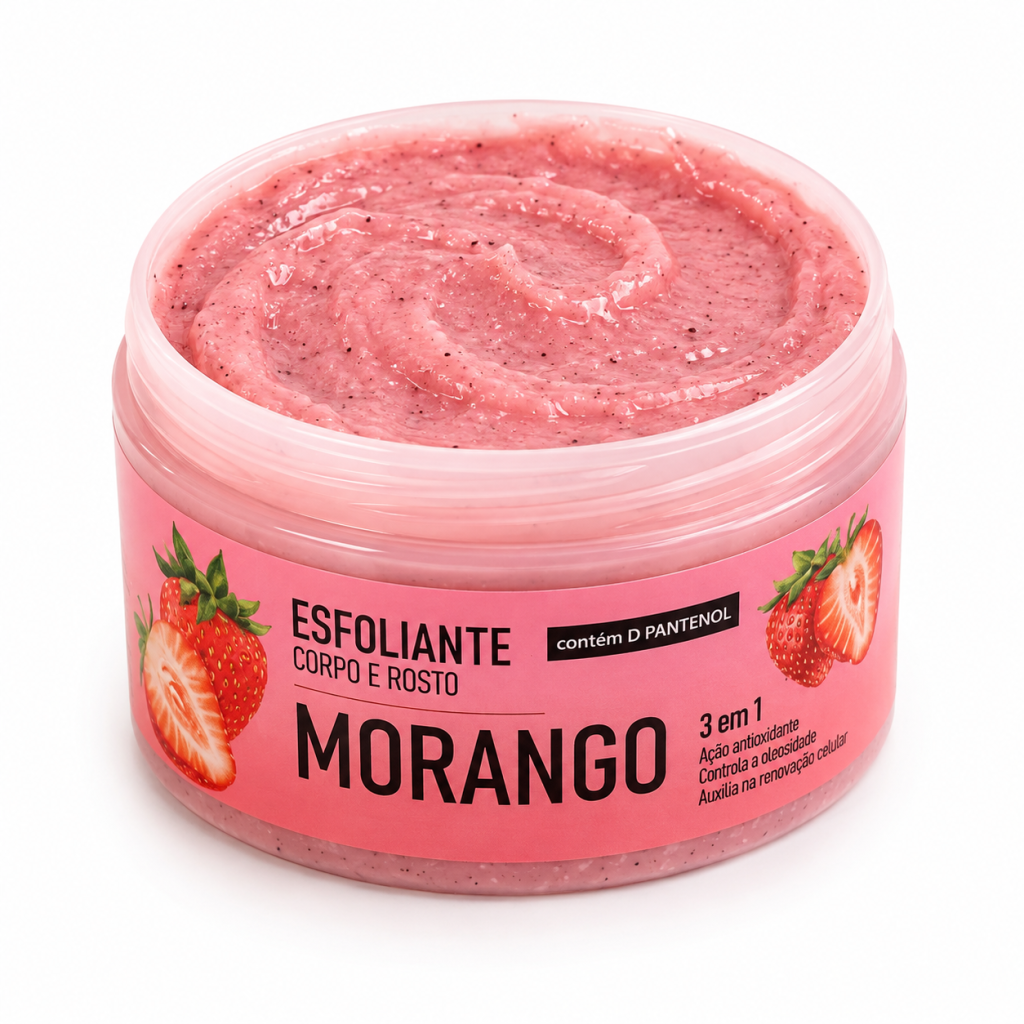 Esfoliante corpo e rosto Morango com d-pantenol