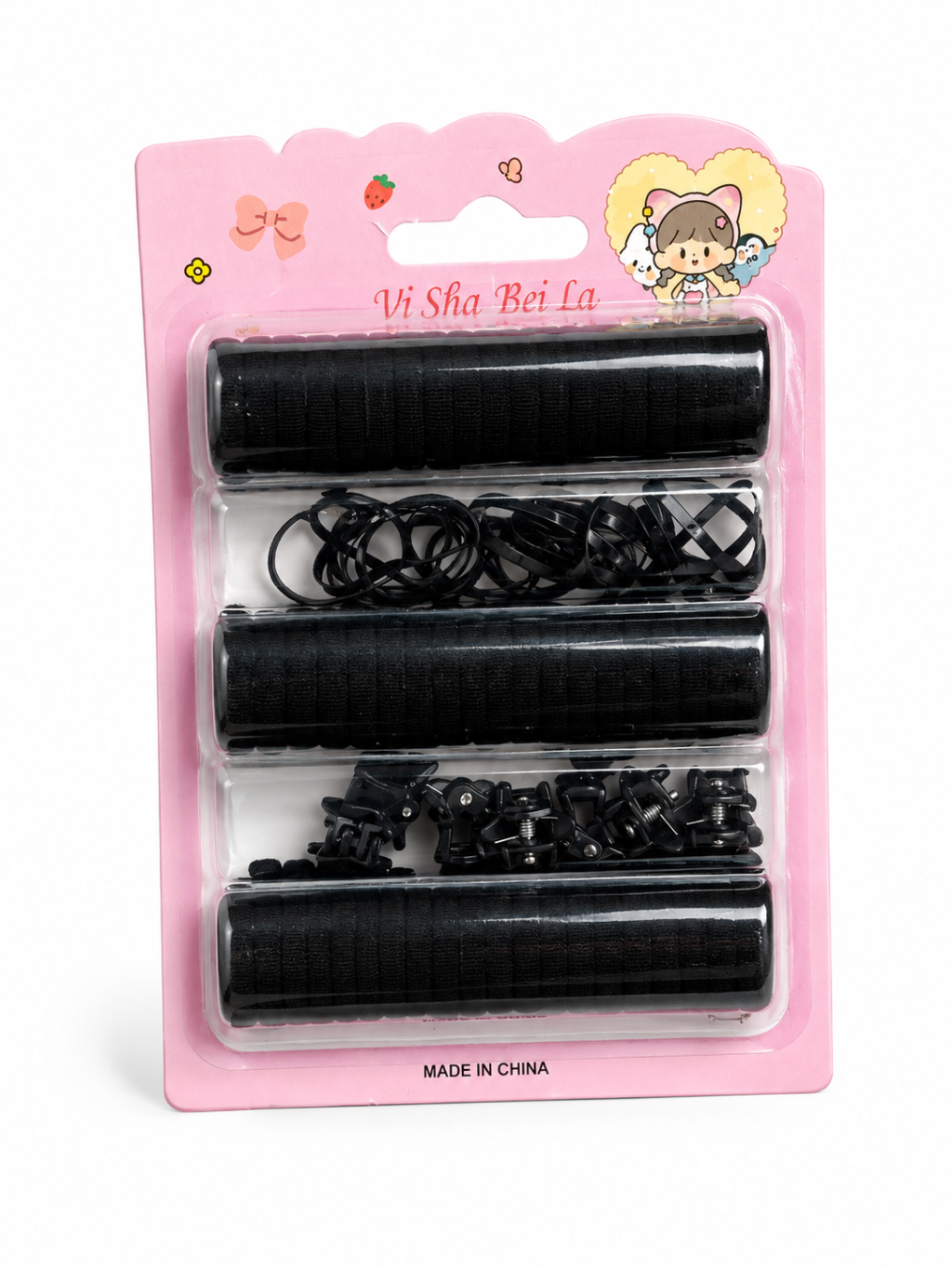 Kit elástico de silicone e rabicó de cor preta