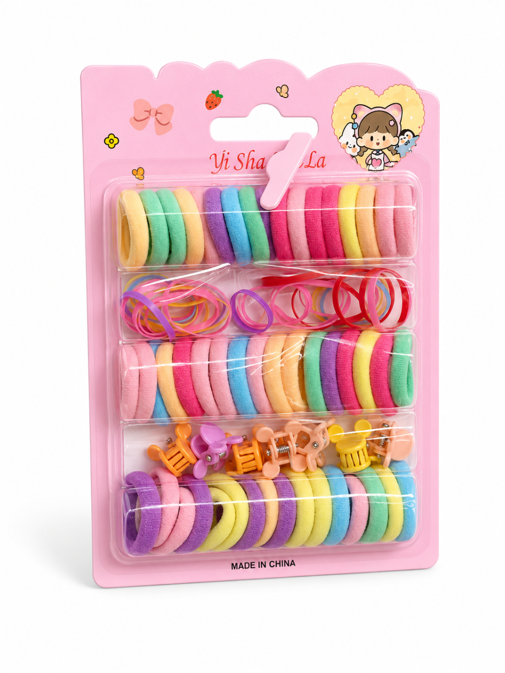 Kit elástico e rabicó de cor pastel 