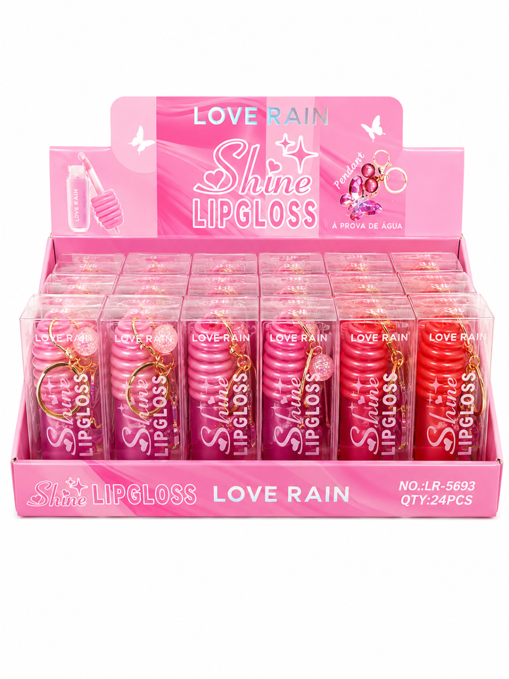 Kit Lip gloss chaveiro borboleta 
