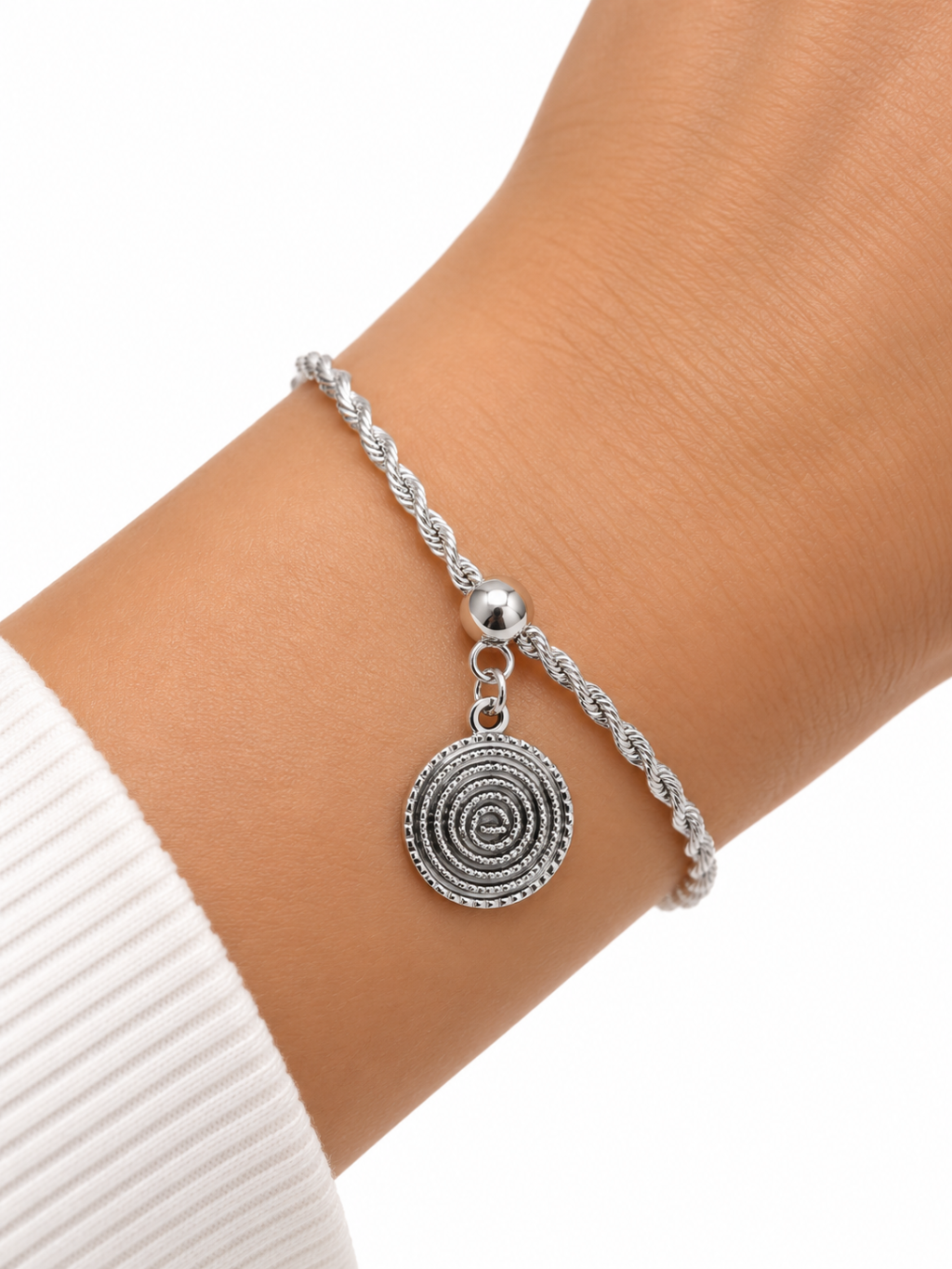 Pulseira folheada prata pingente oração pai nosso 