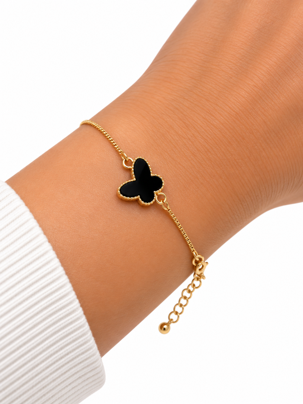 Pulseira folheada dourada pingente borboleta 
