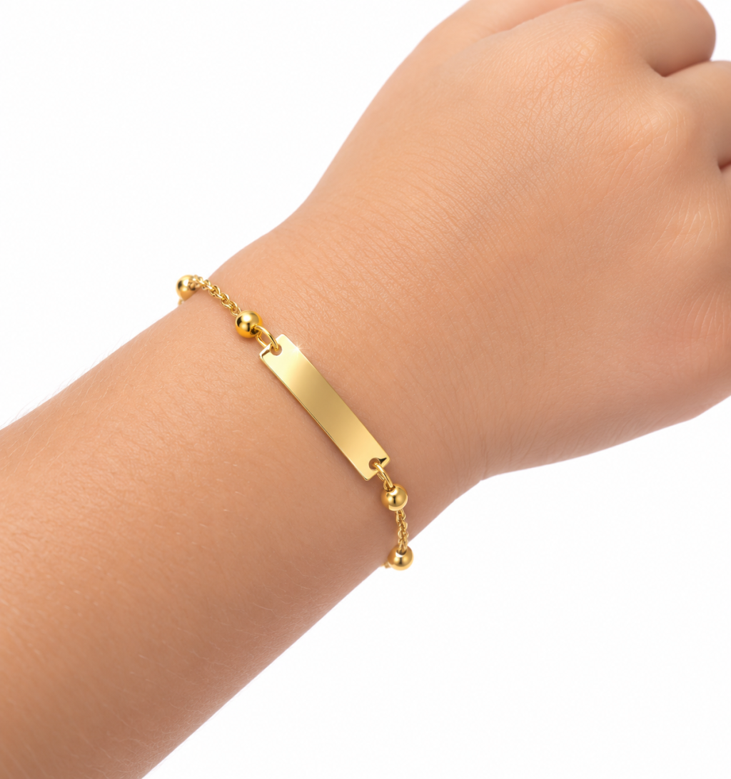 Pulseira banhada infantil para bordar nome 