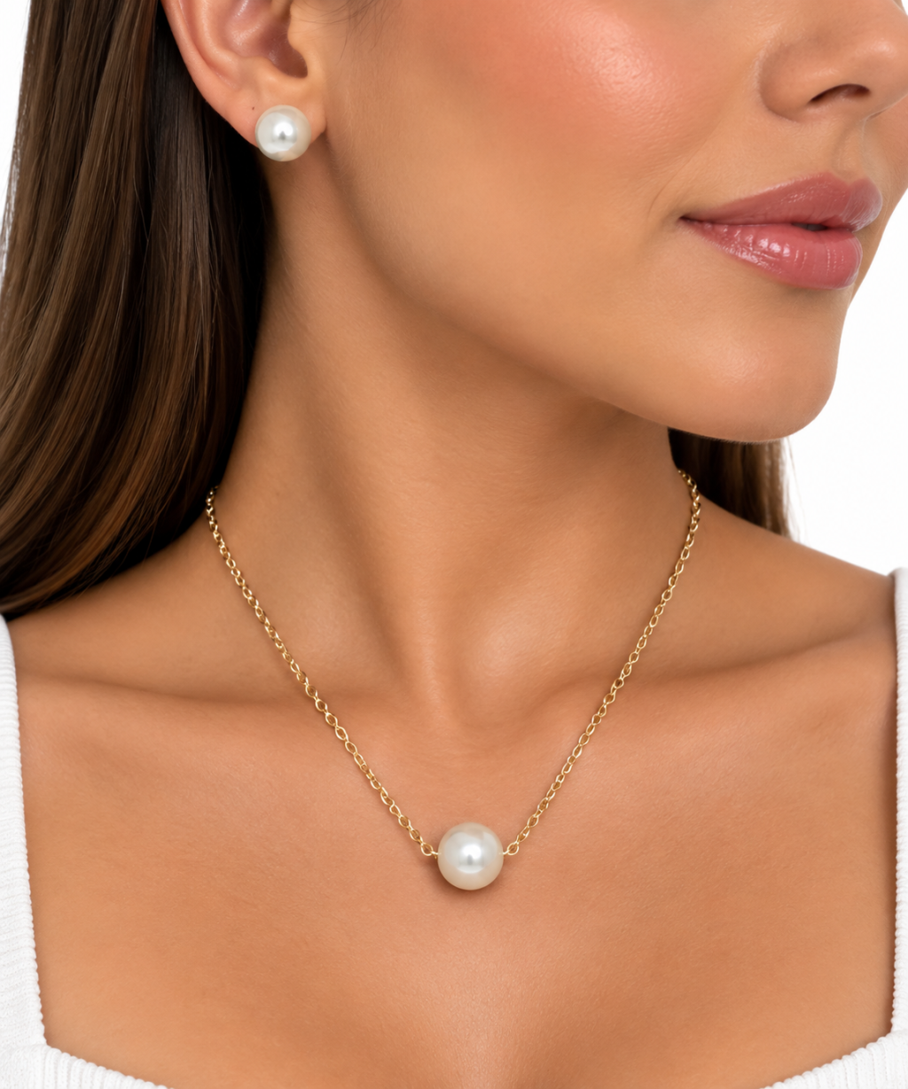 Conjunto folheado pérola 
