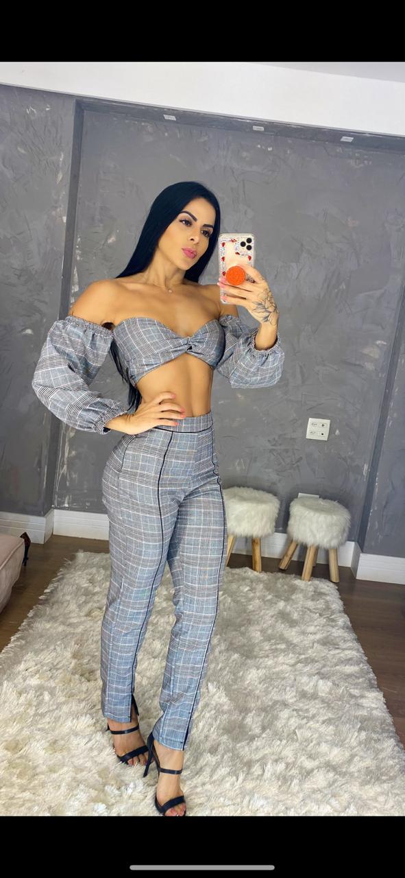 Conjunto xadrez de calça 