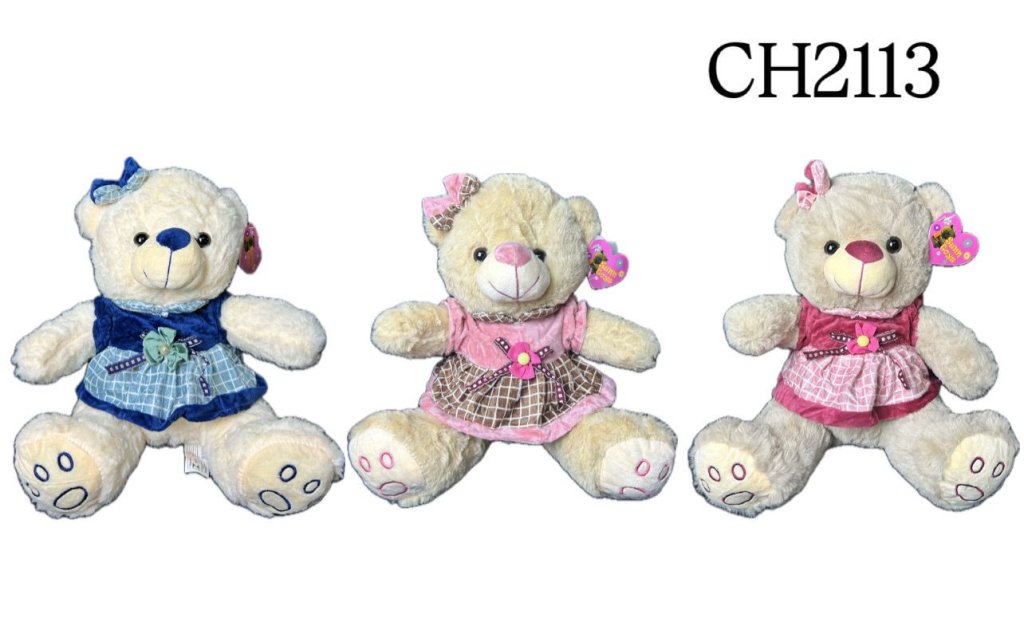 CH2113 URSO DE PELÚCIA COM VESTIDO 30 CM 