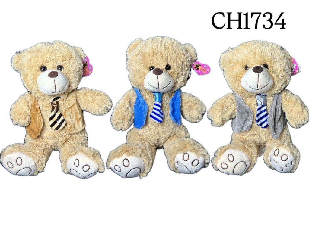 CH1734  URSO PELUCIA COM GRAVATA  30CM 