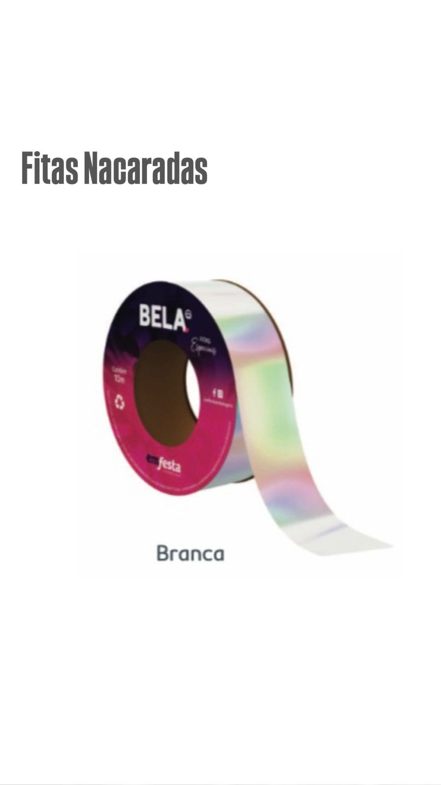 ROLO FITA NACARADA 30MMX10MTS BRANCO REF 3374
