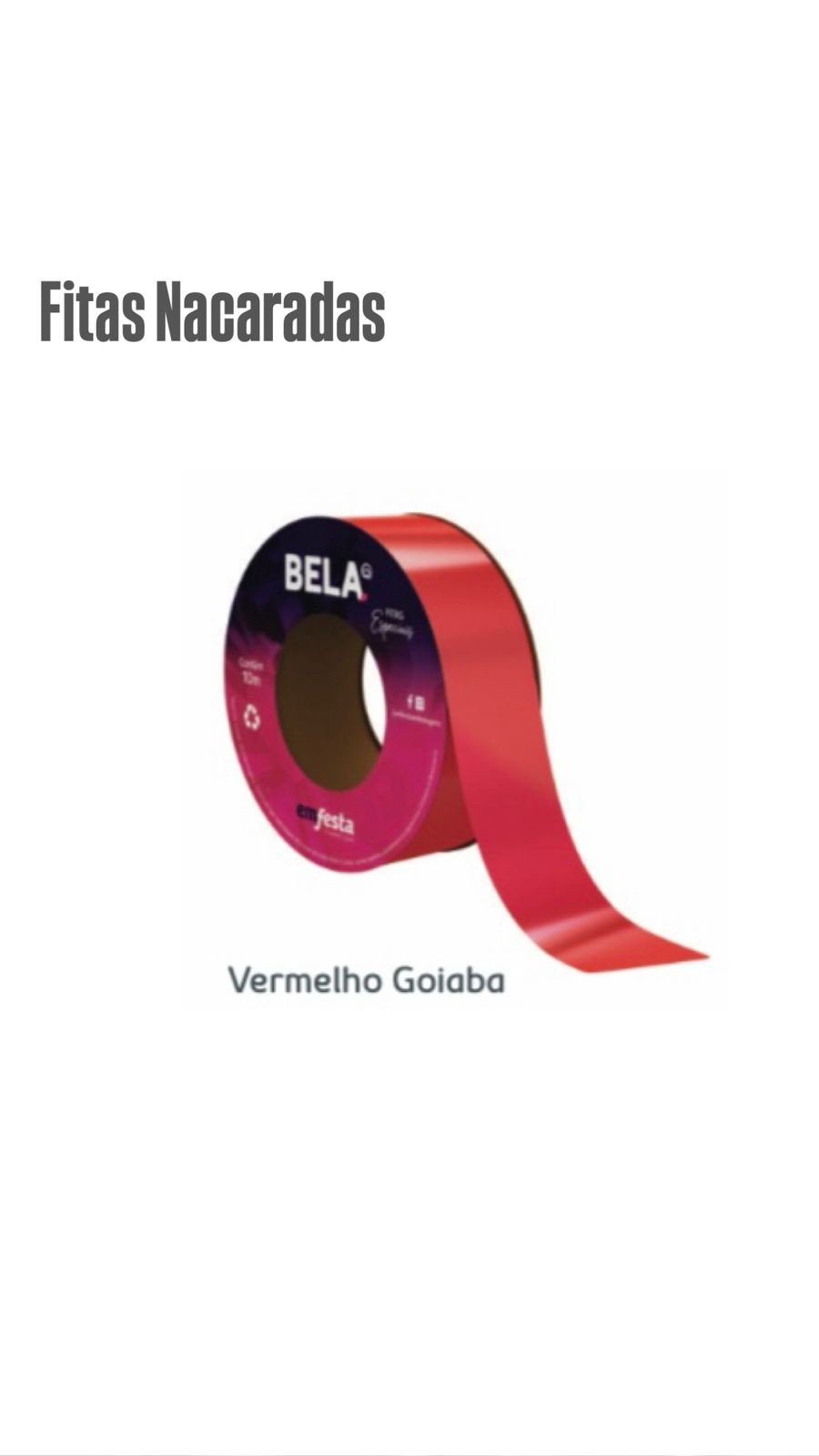 ROLO FITA NACARADA 30MMX10MTS VERMELHO GOIABA REF 3378