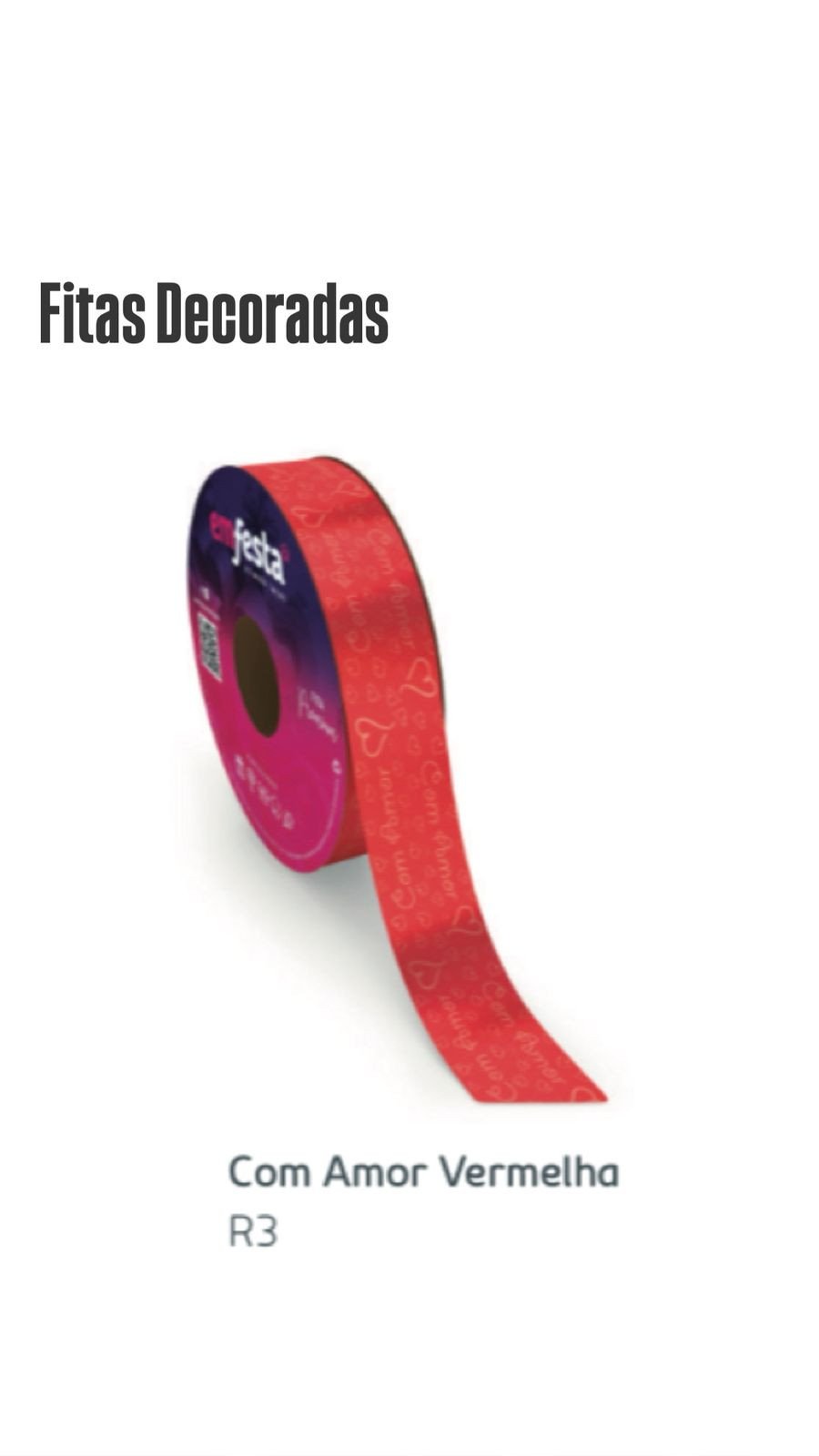 FITA DEC 30MMX100MTS R3 COM AMOR VERMELHA REF 3416