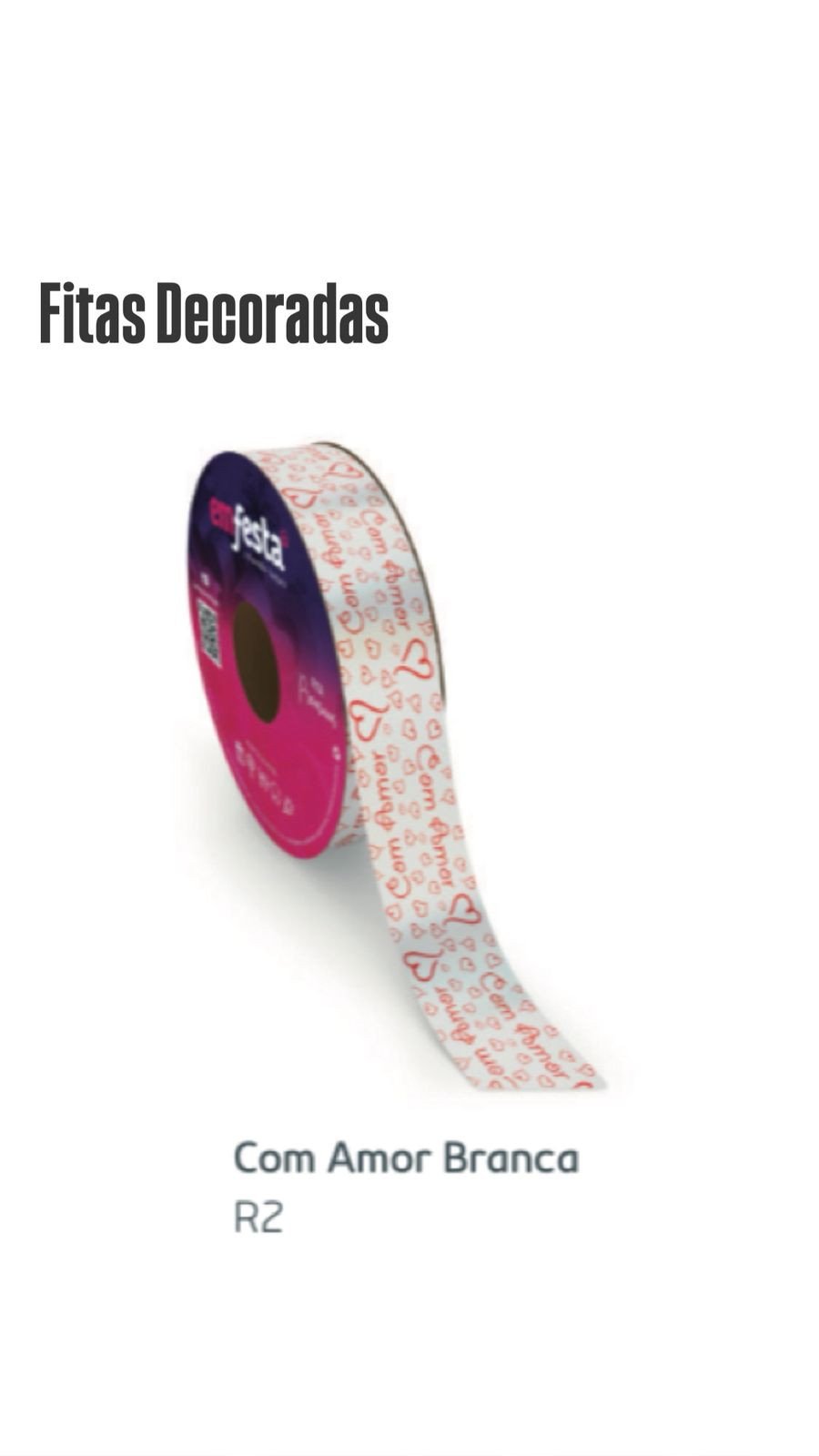 FITA DEC 30MMX100MTS R2 COM AMOR BRANCA REF 3415