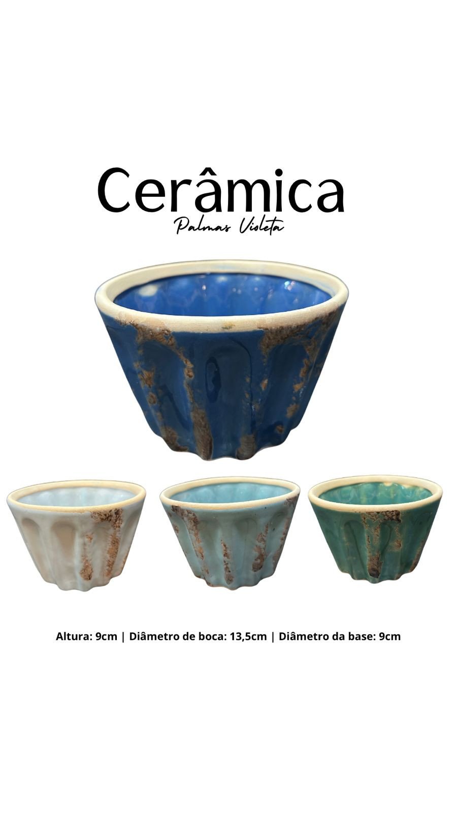 CACHEPO CERAMICA PALMAS VIOLETA 9CM REF 3347
