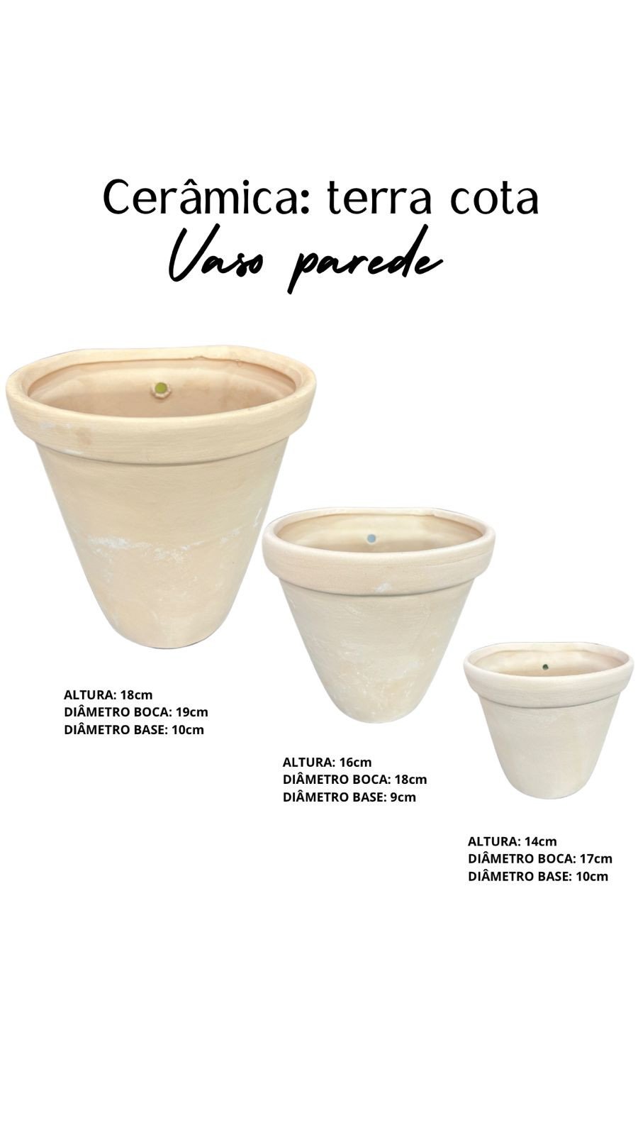 VASO CERAMICA PAREDE GRANDE TERRACOTA